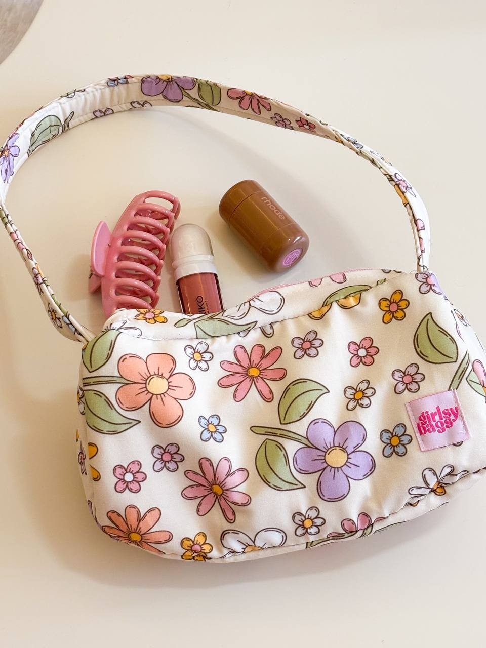 Kadın Sarı Omuz Çantası Çiçekli Butter Yellow Baget Çanta
