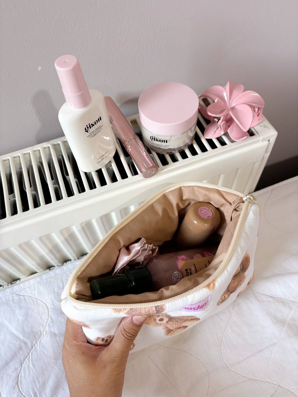 Ayıcıklı Makyaj Çantası Portföy Çanta Kare Organizer Çanta 