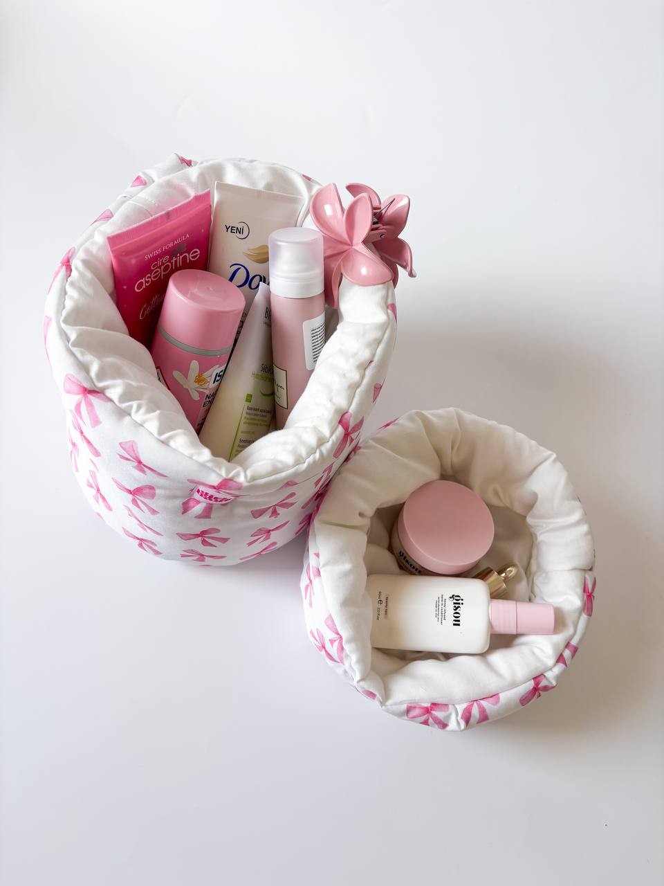 Pink Bows Organizer Sepet / Dolap İçi Masa Üstü Düzenleyici 