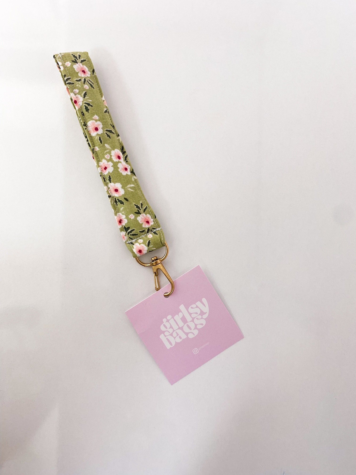 Wristlet Keychain - Green Floral 