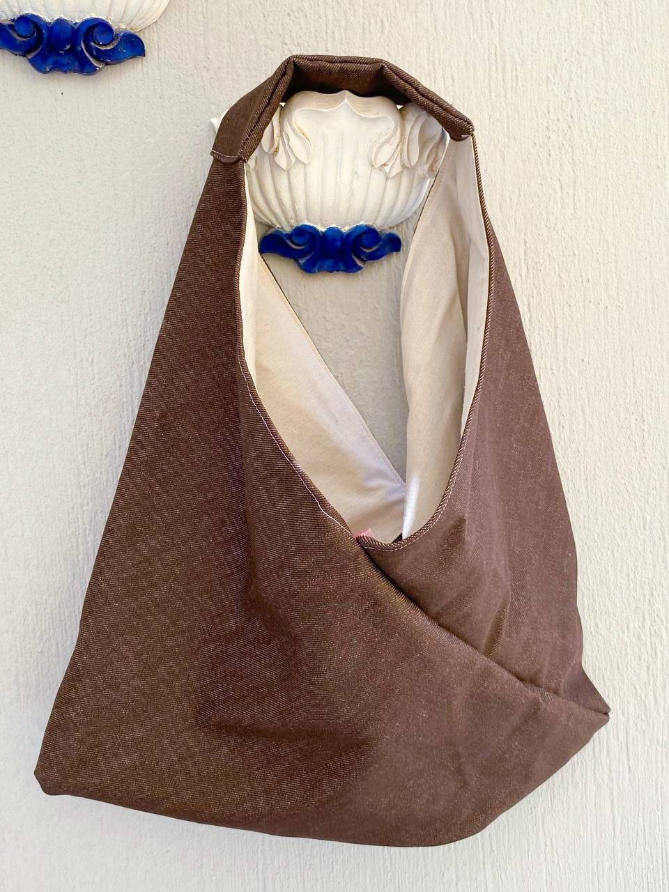 Kahverengi Kot Kumaş Tote Çanta 