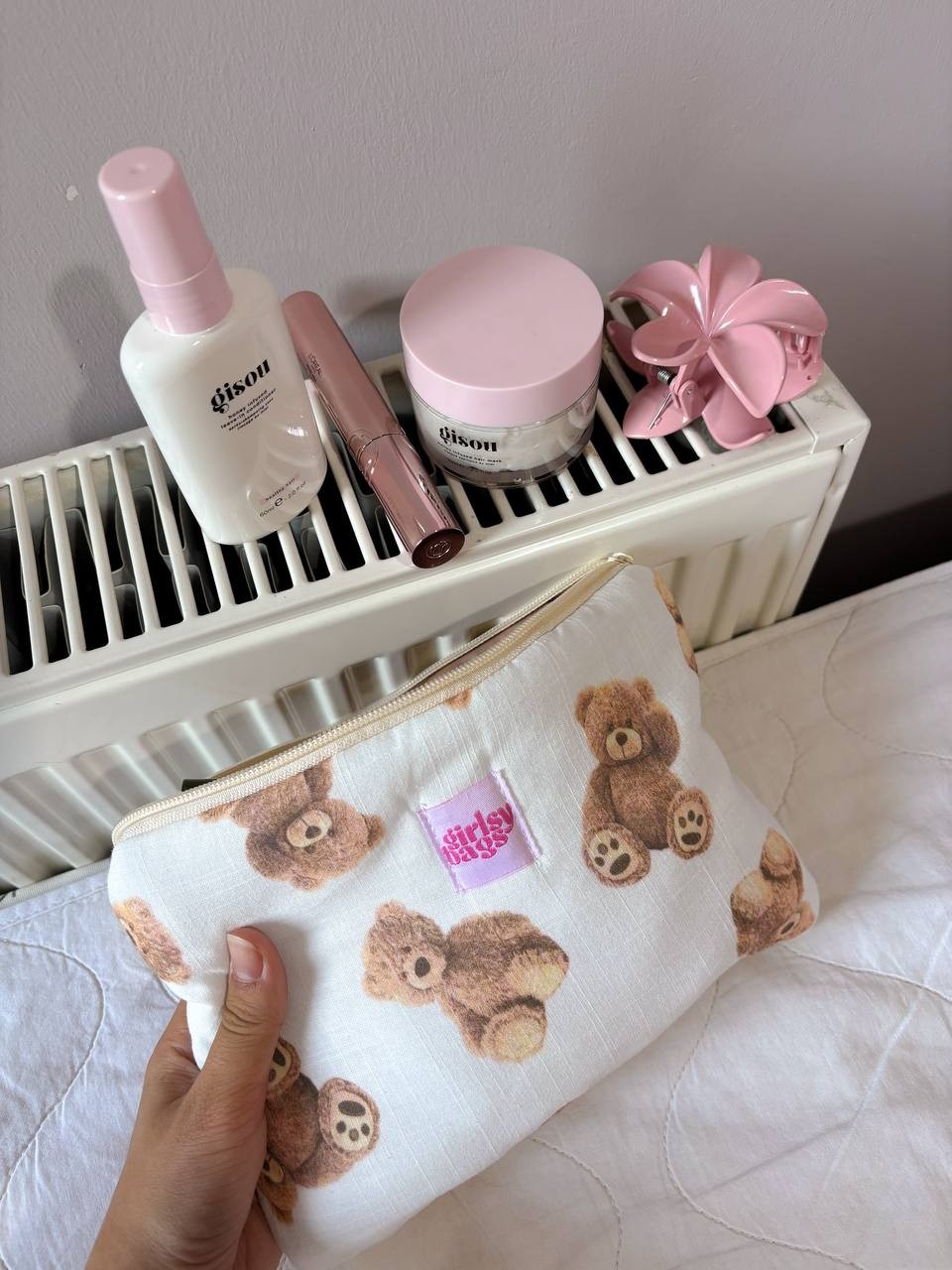 Ayıcıklı Makyaj Çantası Portföy Çanta Kare Organizer Çanta 