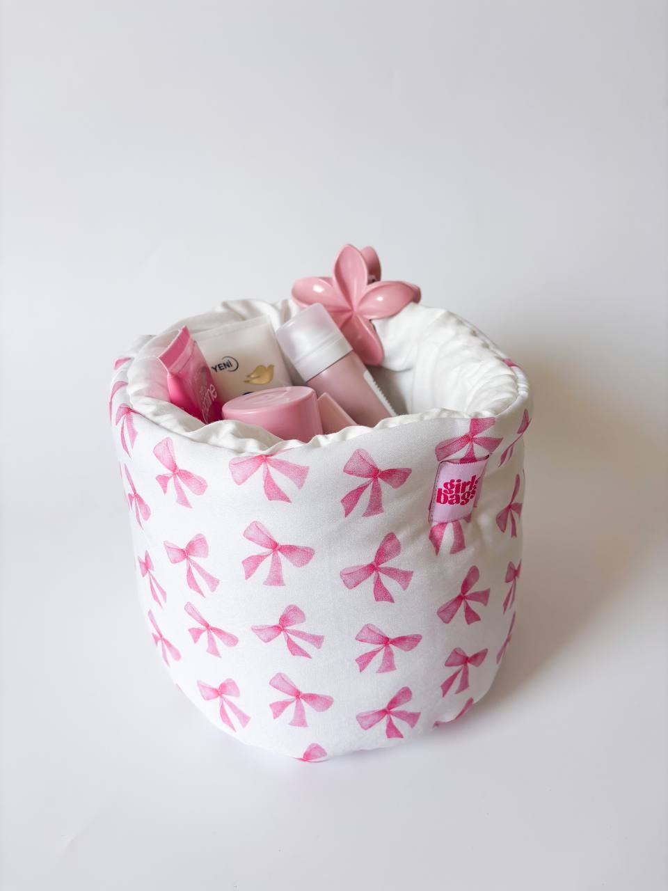 Pink Bows Organizer Sepet / Dolap İçi Masa Üstü Düzenleyici 