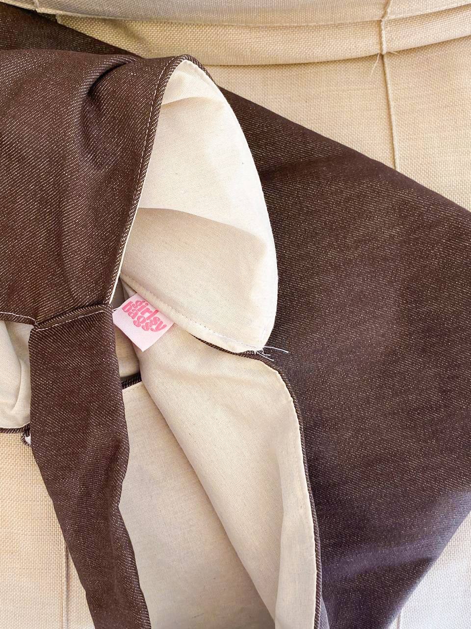 Kahverengi Kot Kumaş Tote Çanta 