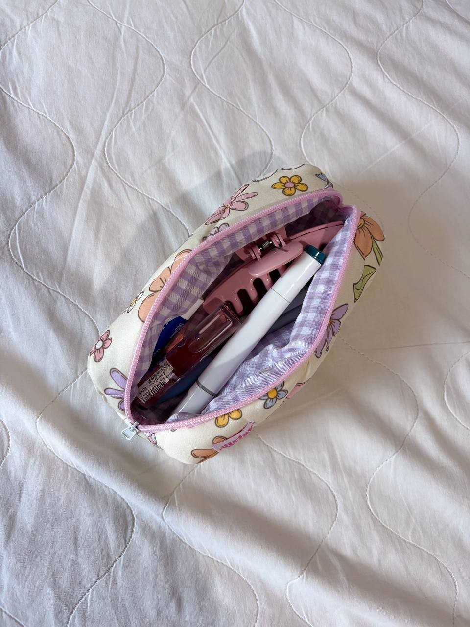 Pink Floral Pencil Case 
