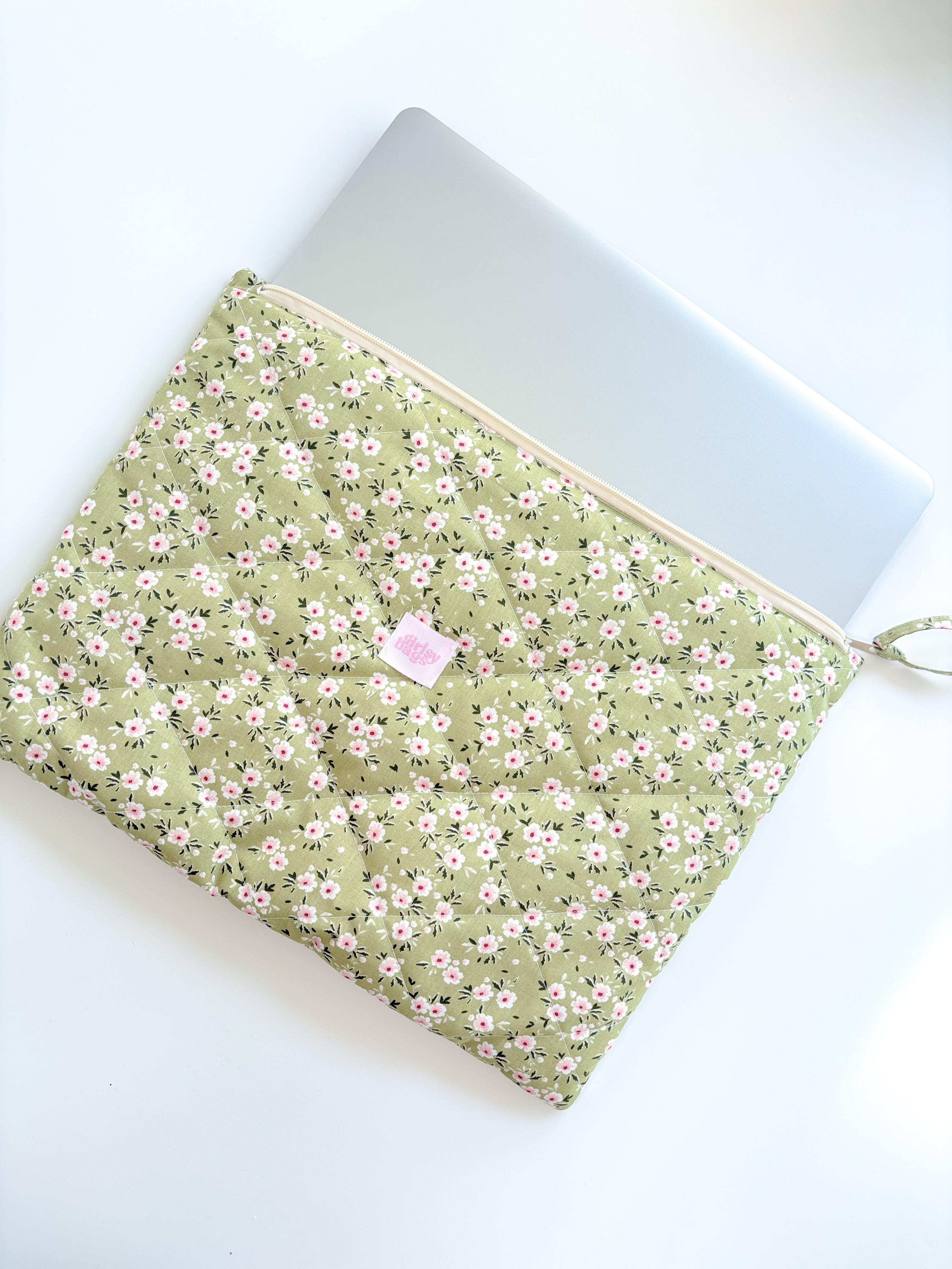 Green Floral Laptop Sleeve 