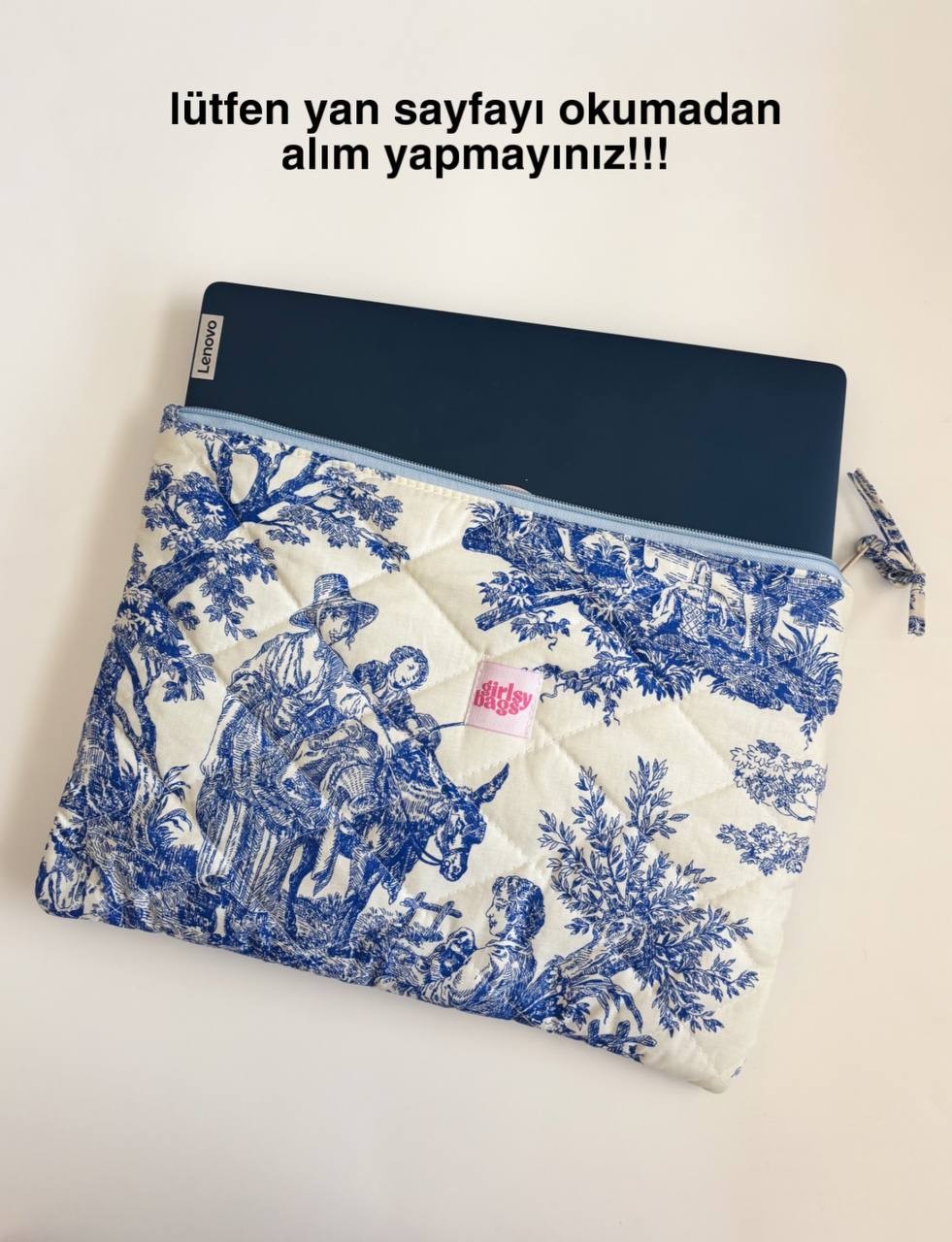 Mavi Fransız Laptop ve Tablet Kılıfı