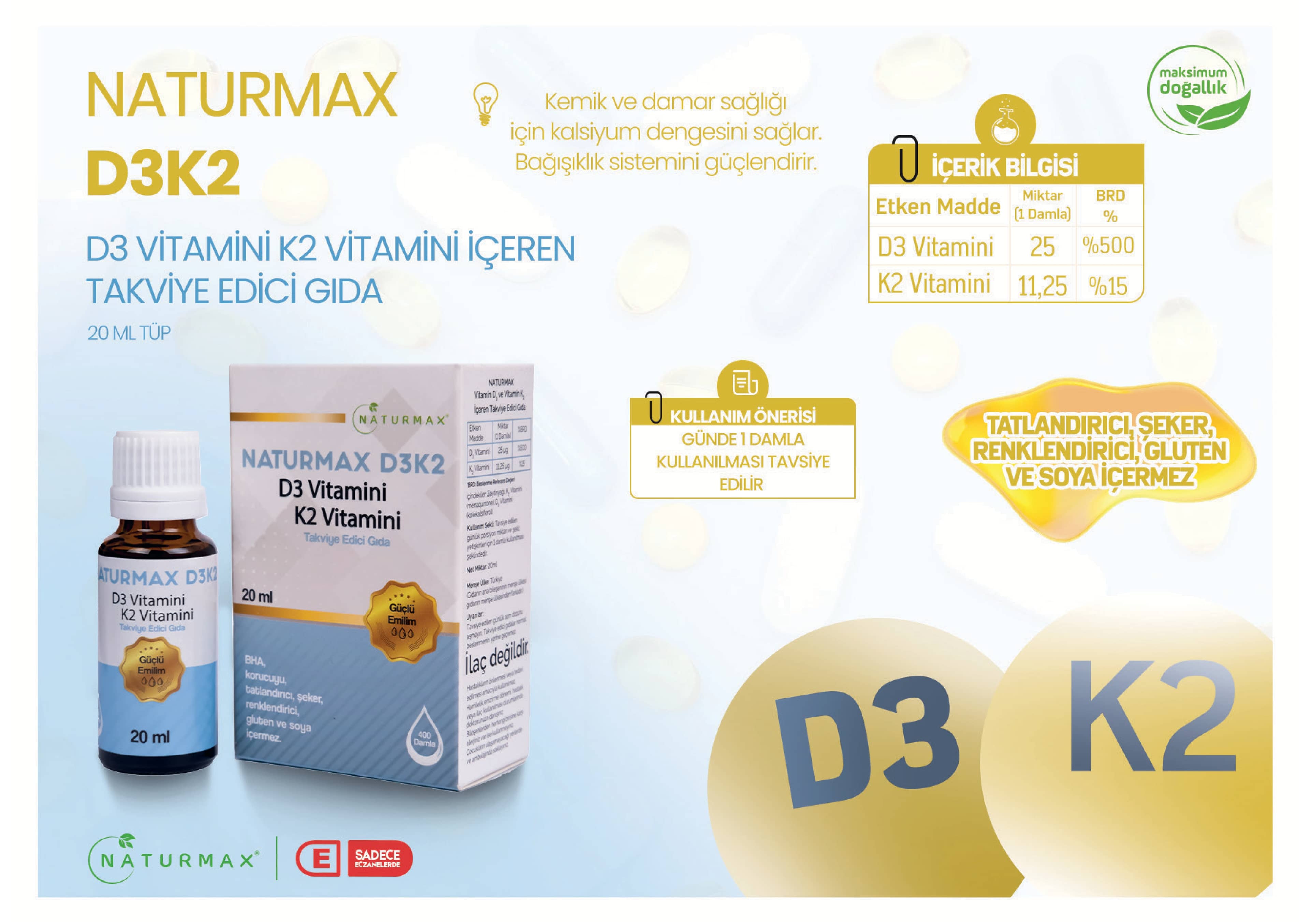 NATURMAX D3 K2 DAMLA 20 ML