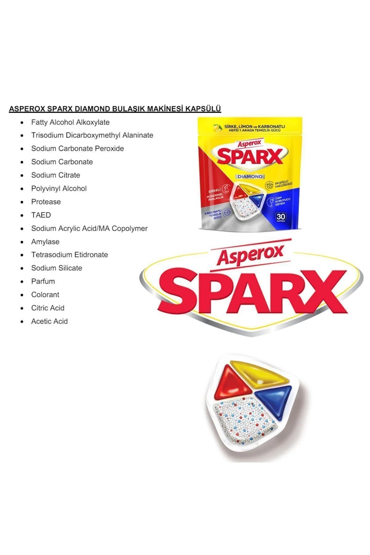 Asperox Sparx Diamond Bulaşık Mak. Tableti 60'lı