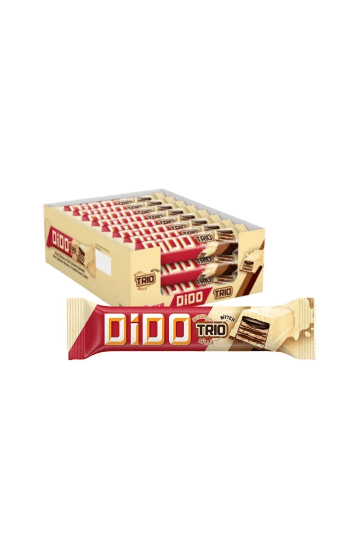 Ülker Dido Trio Beyaz-Bitter-Sütlü Çikolatalı Gofret 36,5 Gr 24'lü