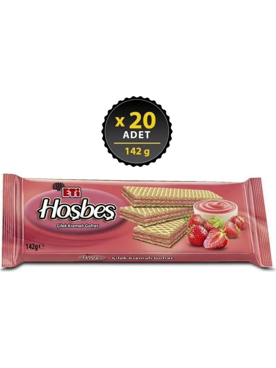 Eti Hoşbeş Çilek Kremalı Gofret 142 Gr 20'li