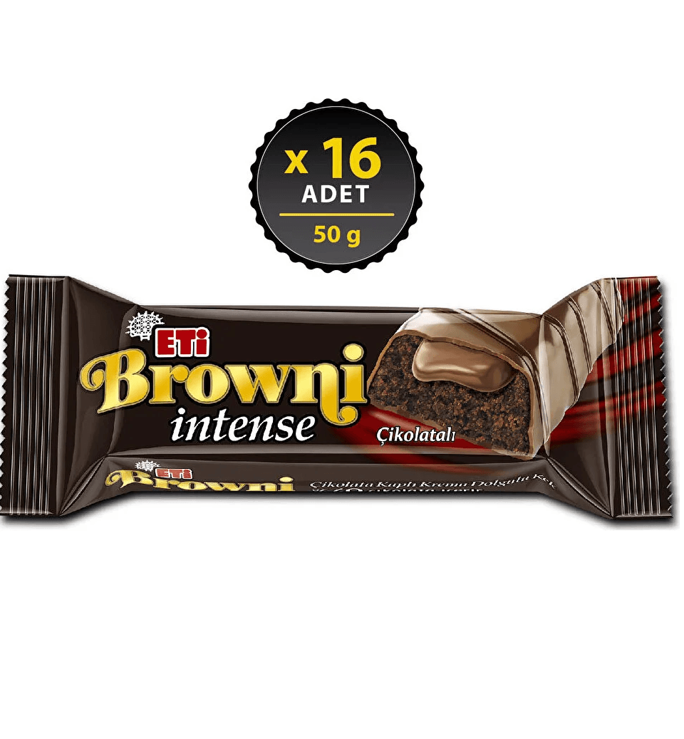 Eti Browni İntense Çikolata Kaplı Krema Dolgulu Kek 50 Gr 16 Adet