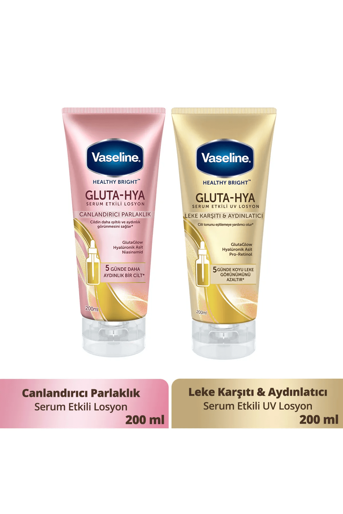 Vaseline Gluta-Hya Leke Karşıtı & Aydınlatıcı + Canlandırıcı Parlaklık Serum Etkili Losyon 200 Ml* 2