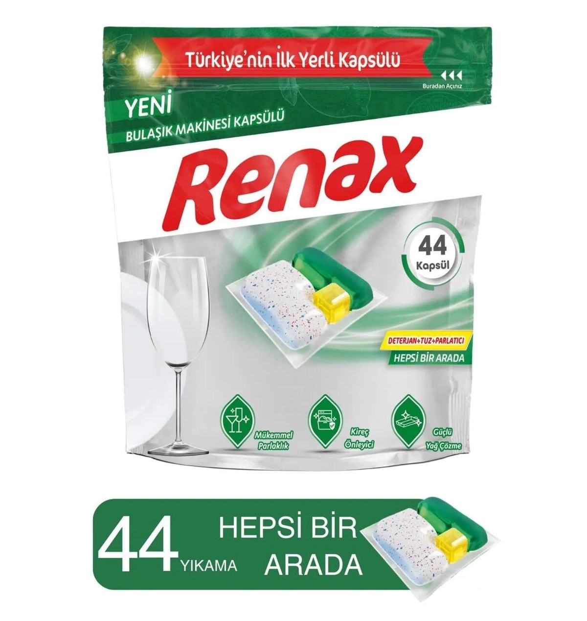 Renax Bulaşık Makinesi Kapsülü Hepsi Bir Arada 44'lü