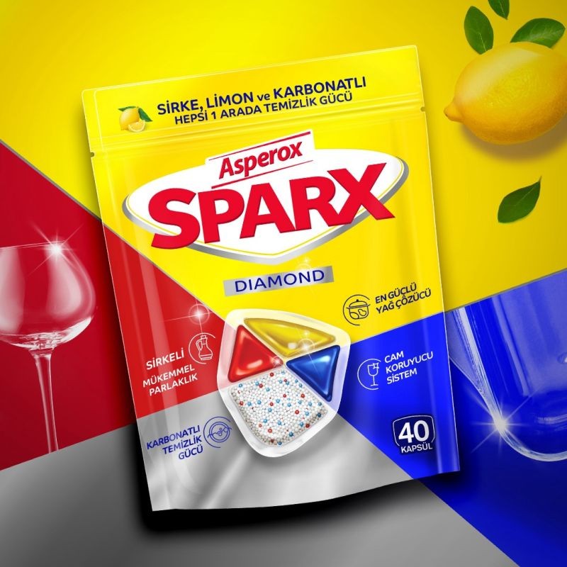 Asperox Sparx Diamond Bulaşık Mak. Tableti 40'lı