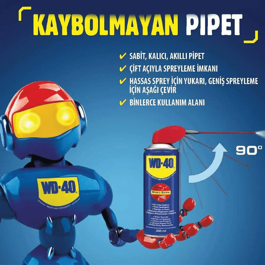 WD-40 Kaybolmayan Pipetli Çok Amaçlı Pas Sökücü Ve Koruyucu Sprey 350 Ml