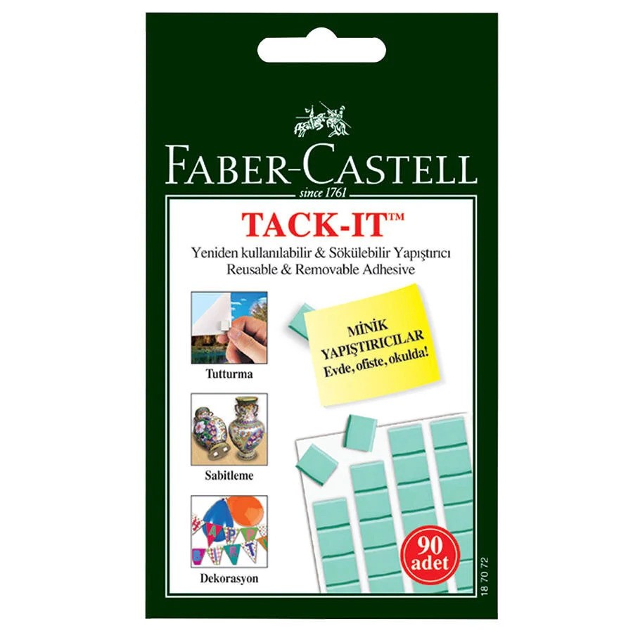 Faber-Castell Tack-It Yeniden Kullanılabilir&Sökülebilir Yapıştırıcı Yeşil 50 Gr 90 Adet