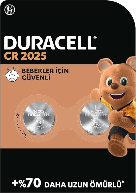 Duracell Code:CR2025 Lityum Düğme Pil 2'li Paket