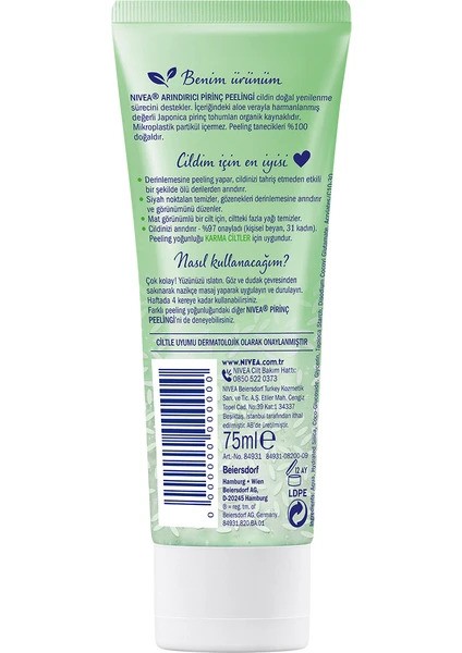 Nivea Arındırıcı Organik Aloe Vera Özü Pirinç Peelingi 75 Ml