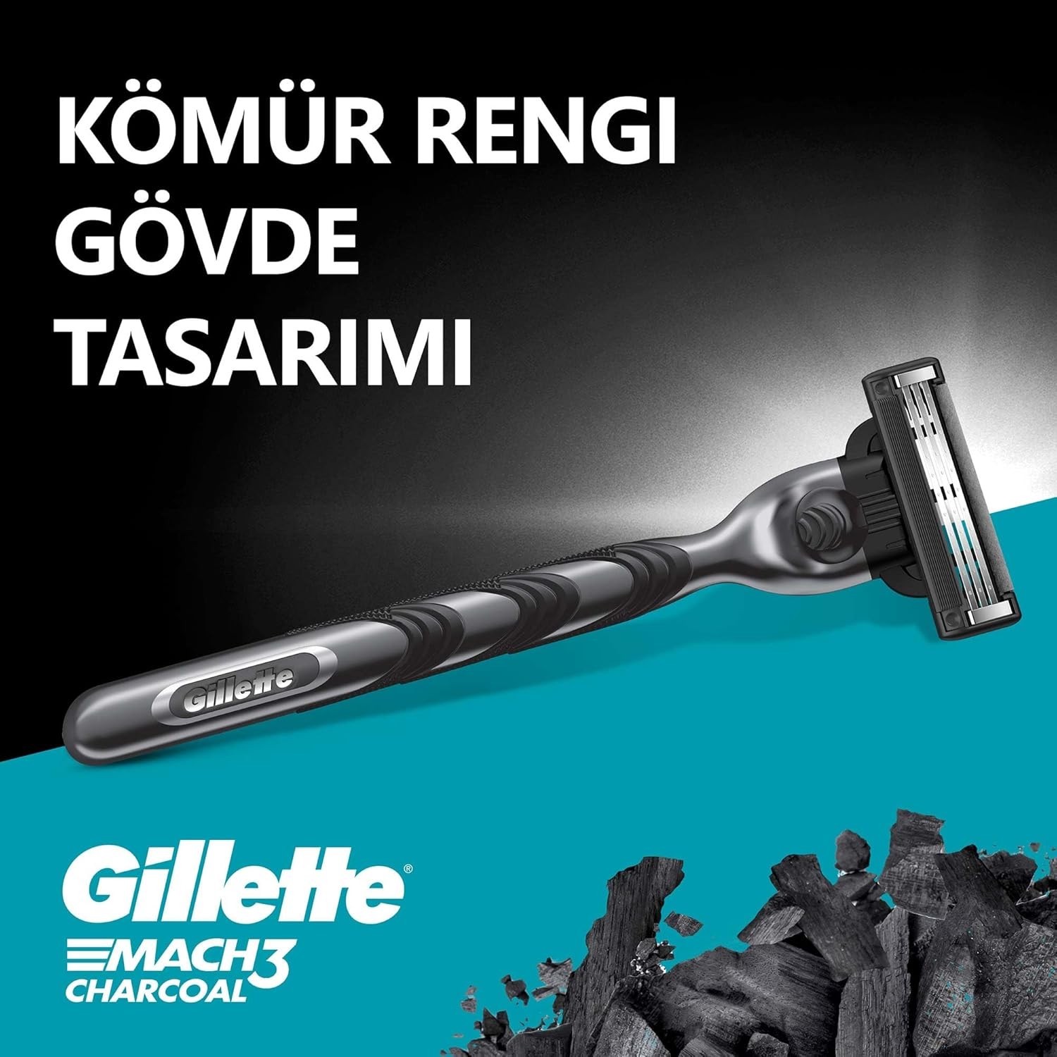 Gillette Mach3 Charcoal Tıraş Makinesi + 2 Yedek Bıçağı