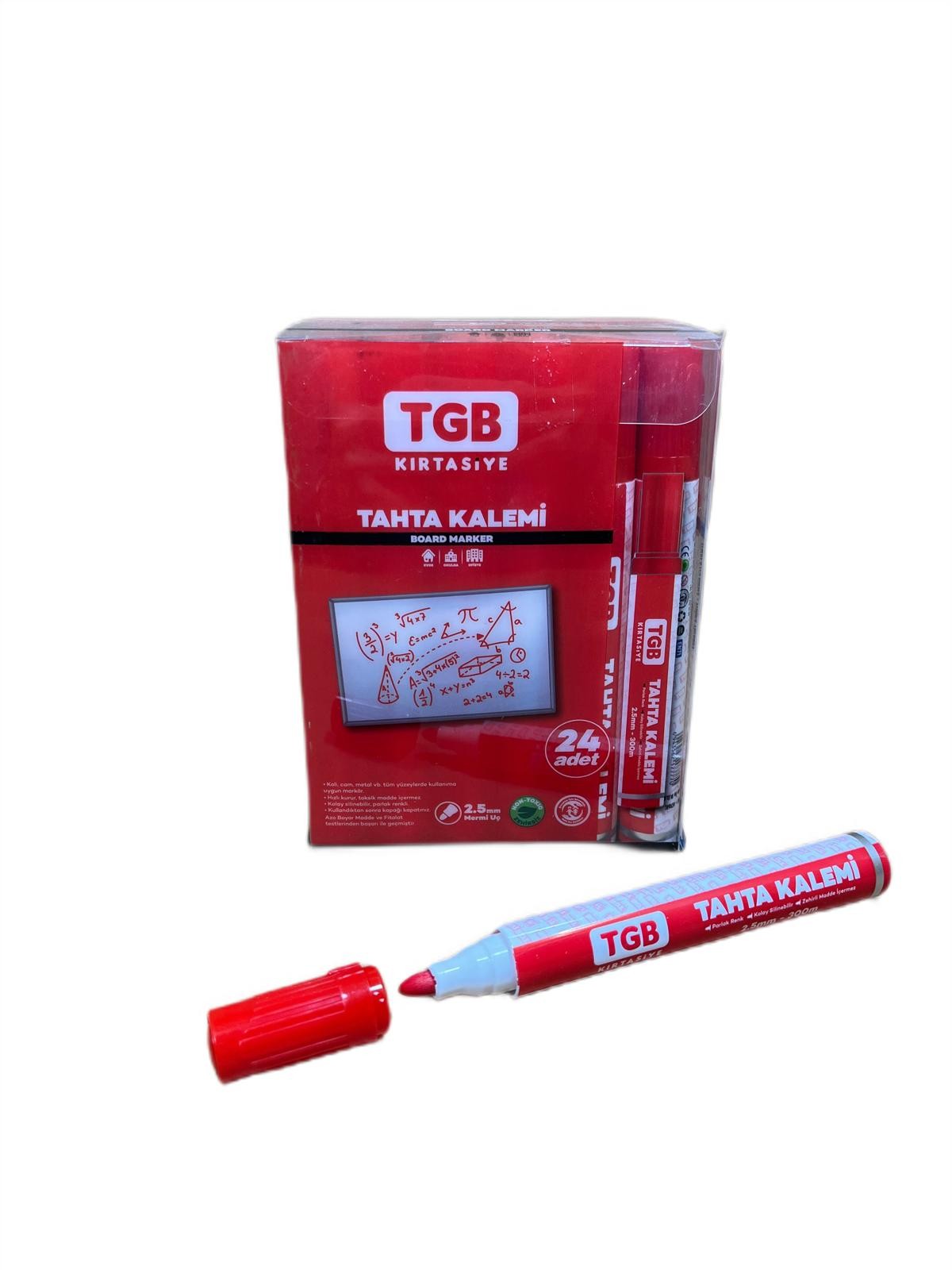 Tgb Kırtasiye Tahta Kalemi Board Marker Kırmızı 2.5 Mm Uç Tgb-676k 24 Adet