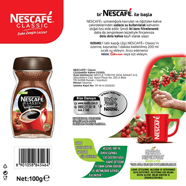 Nescafe Classic Kahve Cam Kavanoz 100 Gr