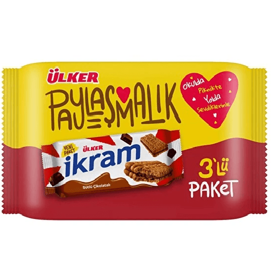 Ülker İkram Sütlü Çikolatalı Kremalı Sandviç Bisküvi 84 Gr 3'lü Paket