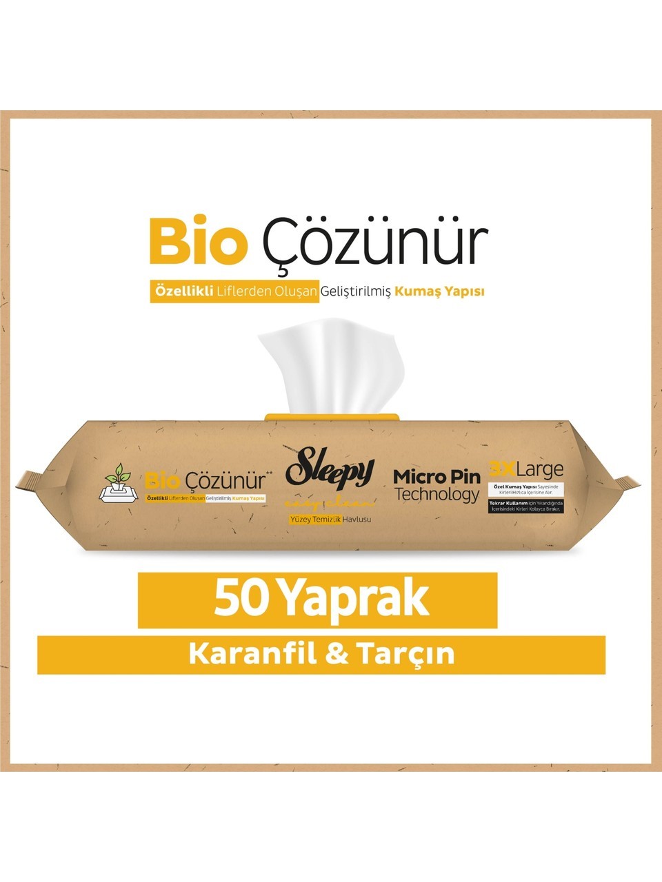 Sleepy Easy Clean Bio Çözünür Karanfil&Tarçın Mopa Uyumlu Yüzey Temizlik Havlusu 50 Adet