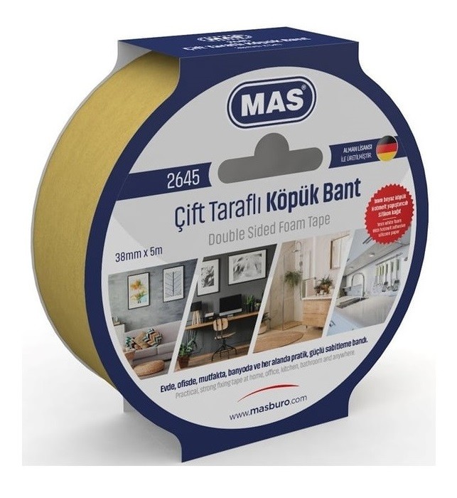 Mas Çift Taraflı Köpük Bant 38 Mm X 5 M Kod:2645