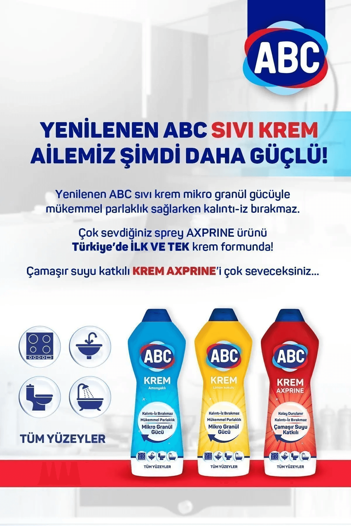 ABC Krem Limon Kokulu Tüm Yüzeyler 750 Ml/1080 Gr