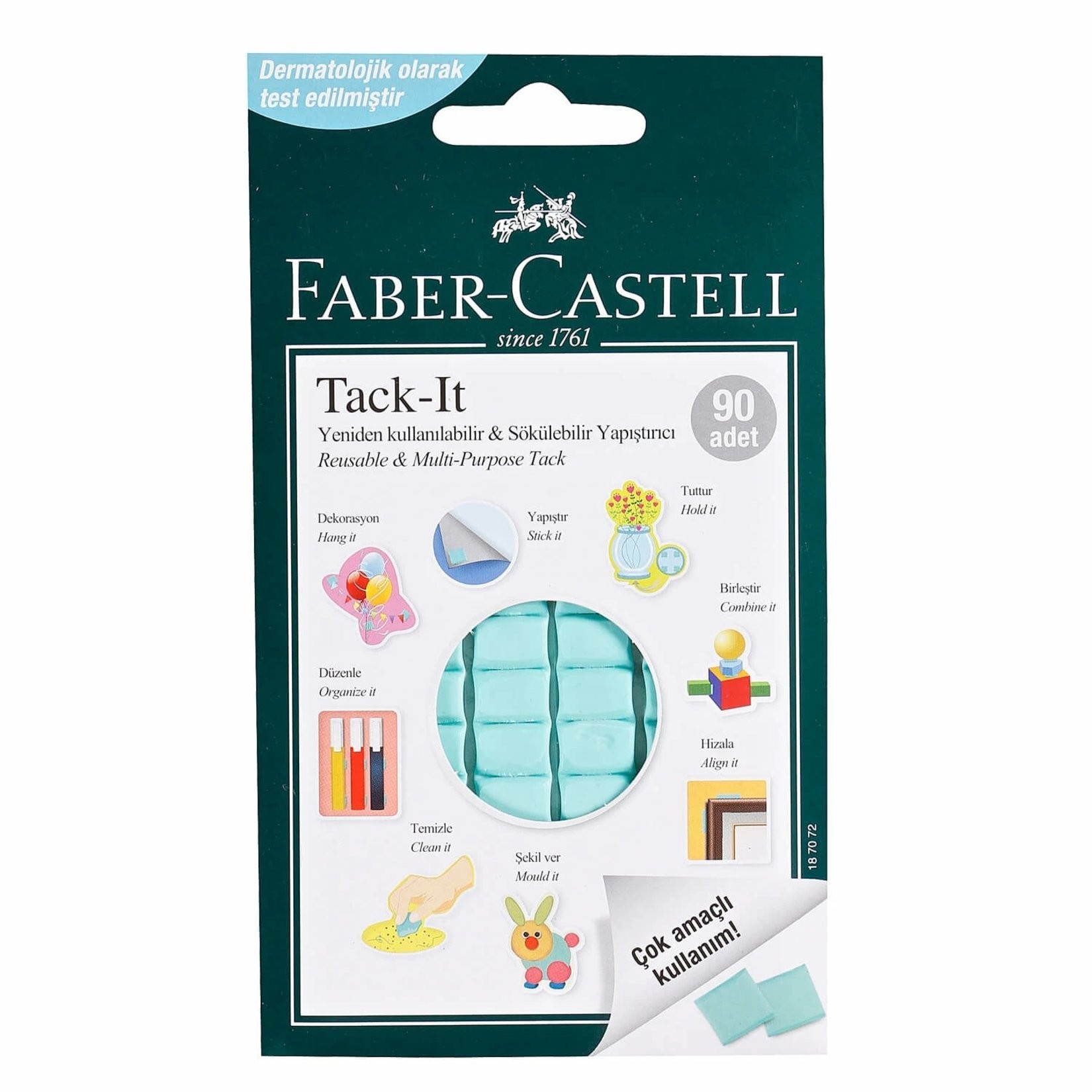 Faber-Castell Tack-It Yeniden Kullanılabilir&Sökülebilir Yapıştırıcı Yeşil 50 Gr 90 Adet