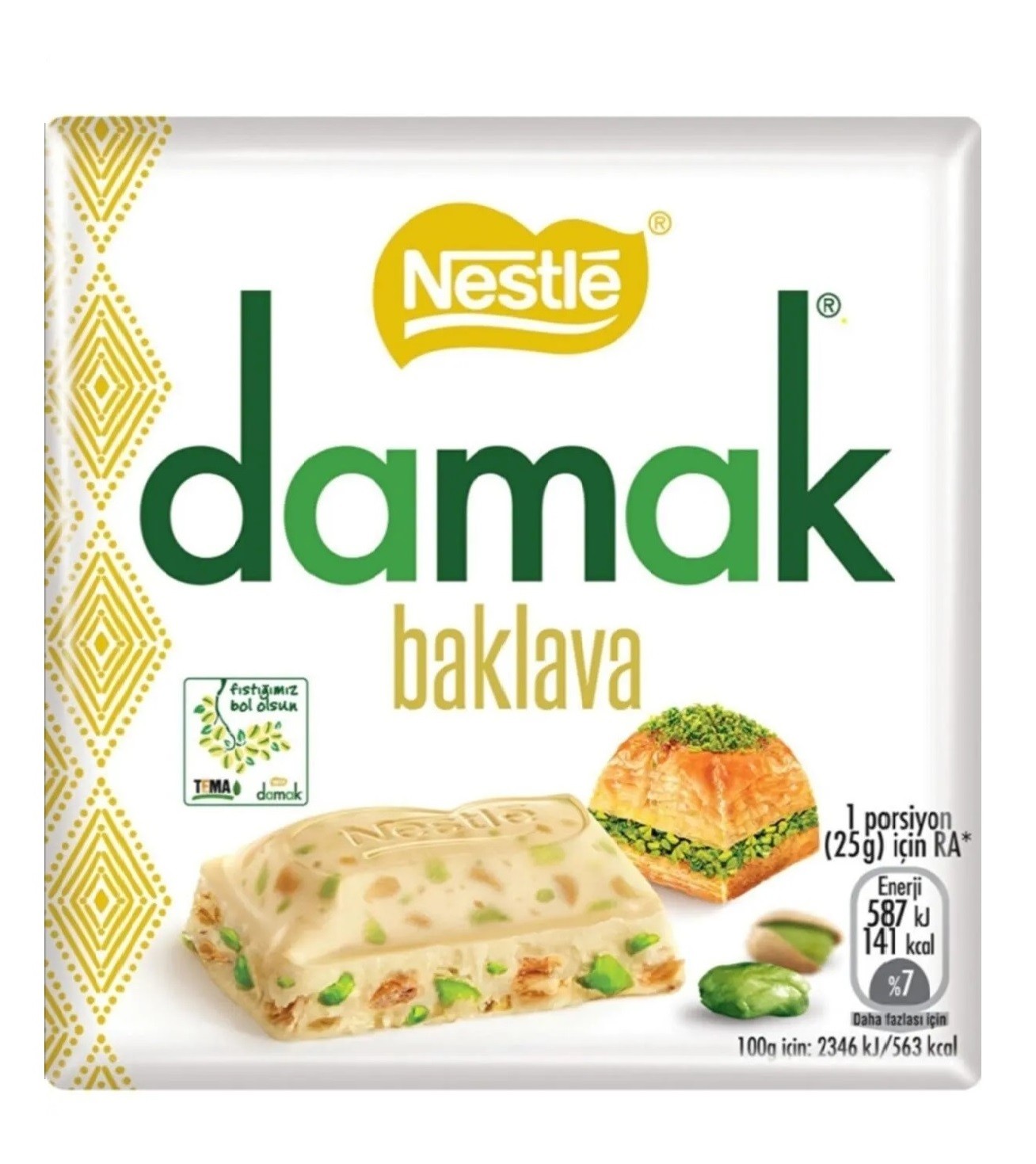 Nestle Damak Baklava Antep Fıstıklı Ve Baklavalı Beyaz Çikolata 60 Gr 6'lı