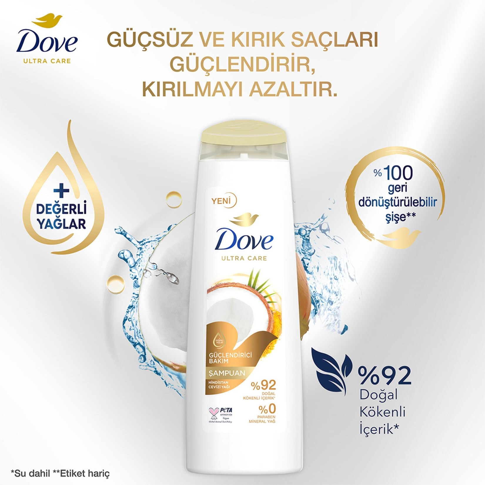 Dove Ultra Care Güçlendirici Bakım Şampuan Hindistan Cevizi Yağı 400 Ml