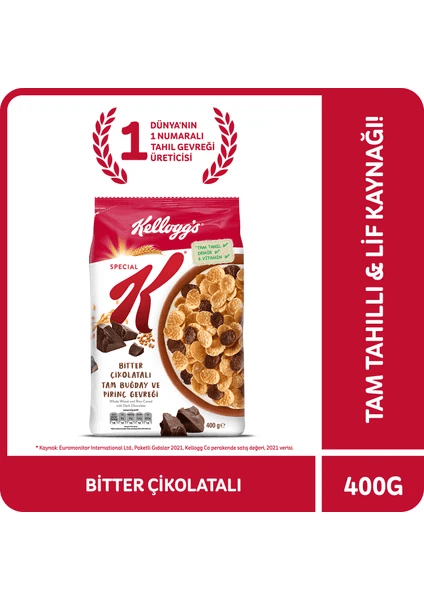 Kellogg's Special K Bitter Çikolatalı Tam Buğday Ve Pirinç Gevreği 400 Gr