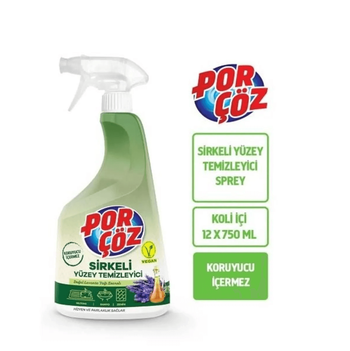 Porçöz Sirkeli Yüzey Sprey Temizleyici 750 Ml