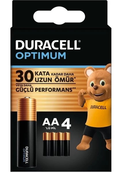 Duracell Optimum Alkalin AA4 Kalem Pil (MX1500) 4 Adet