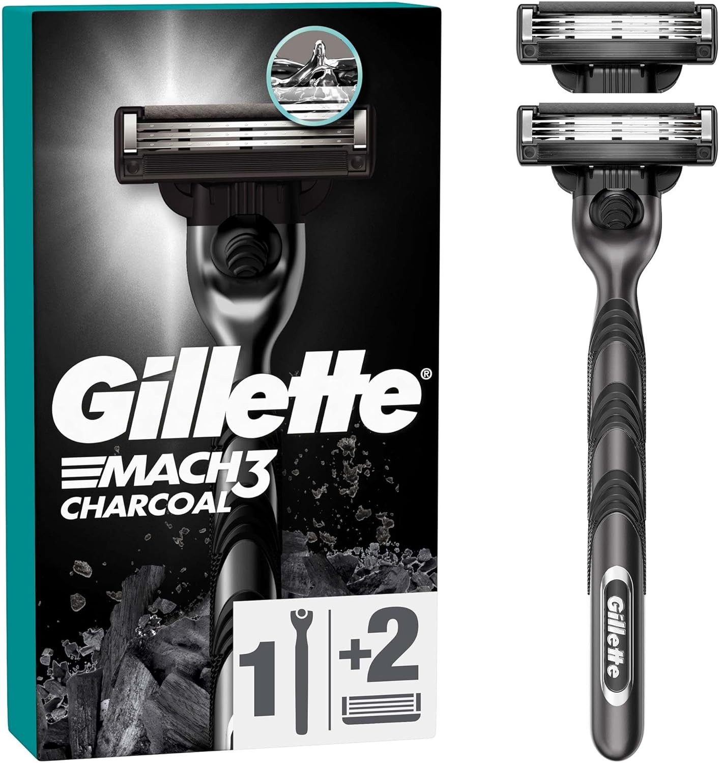 Gillette Mach3 Charcoal Tıraş Makinesi + 2 Yedek Bıçağı