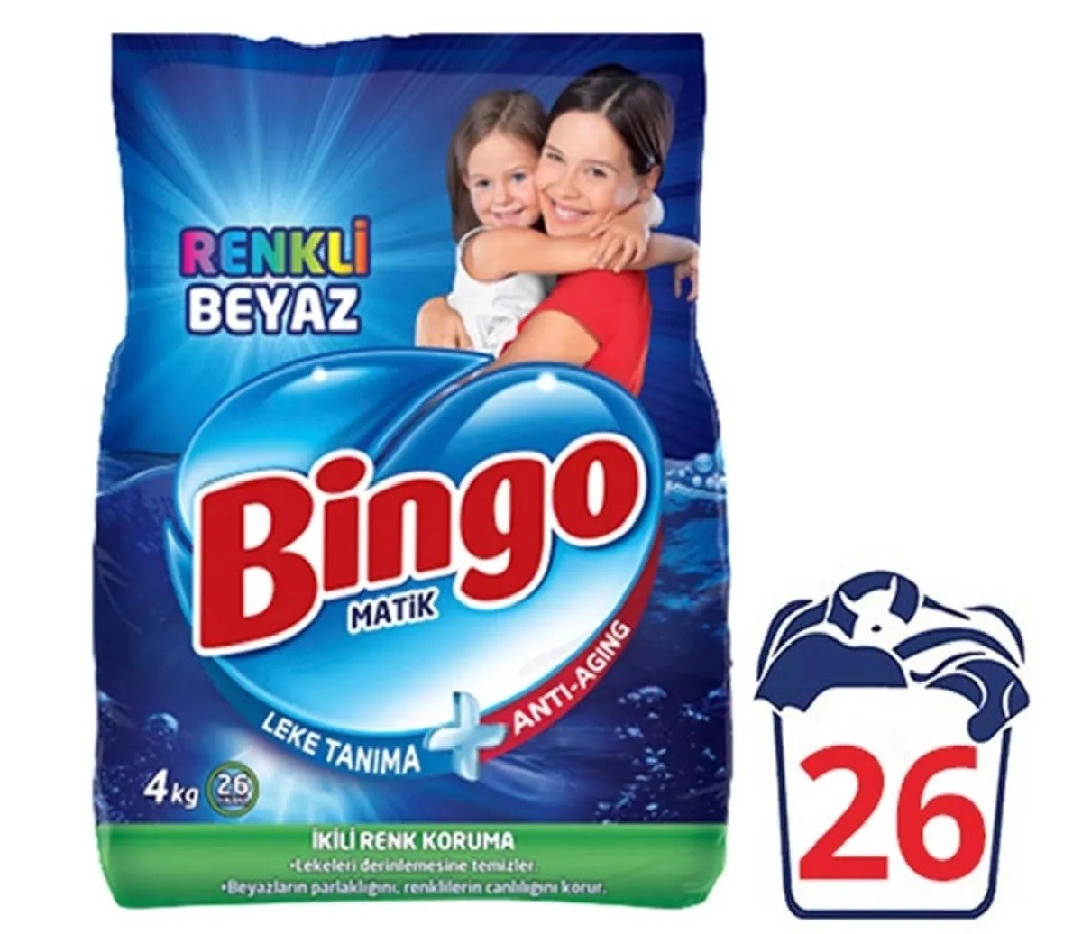 Bingo Matik Renkli Beyaz 26 Yıkama 4 Kğ