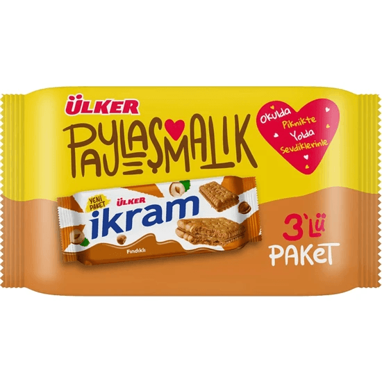 Ülker İkram Fındıklı Kremalı Sandviç Bisküvi 84 Gr 3'lü Paket