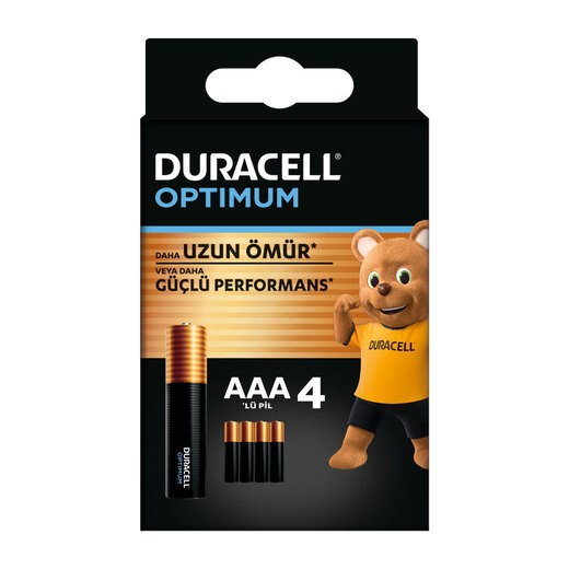 Duracell Optimum Alkalin AAA 4 İnce Kalem Pil (MX2400) 4 Adet