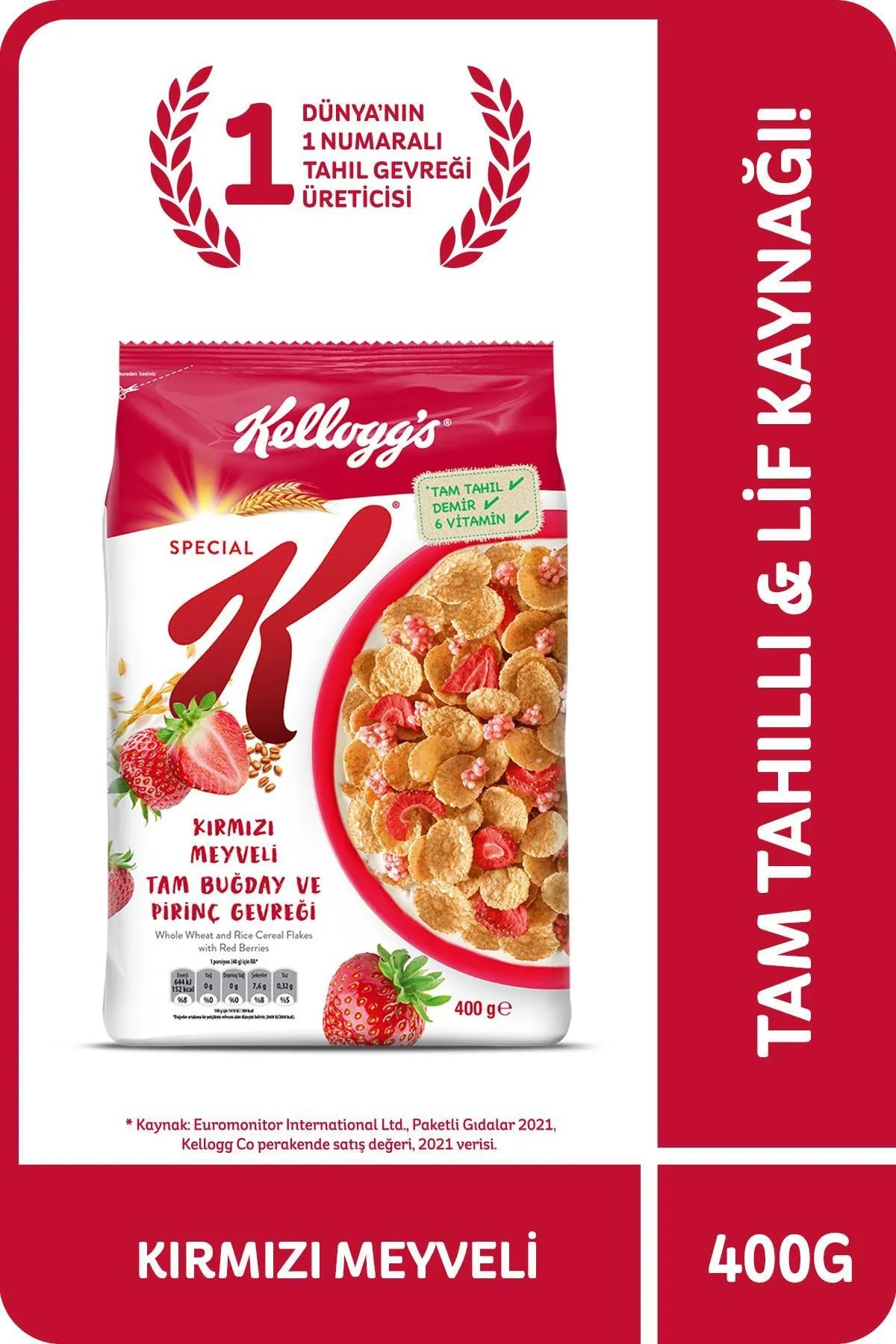 Kellogg's Special K Kırmızı Meyveli Tam Buğday Ve Pirinç Gevreği 400 Gr