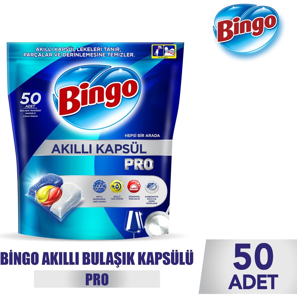 Bingo Akıllı Kapsül Pro Hepsi Bir Arada Bulaşık Mak. Tableti 50 Li