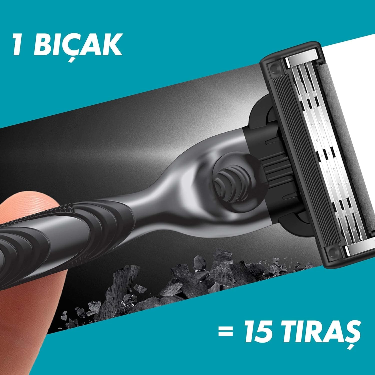 Gillette Mach3 Charcoal Tıraş Makinesi + 2 Yedek Bıçağı