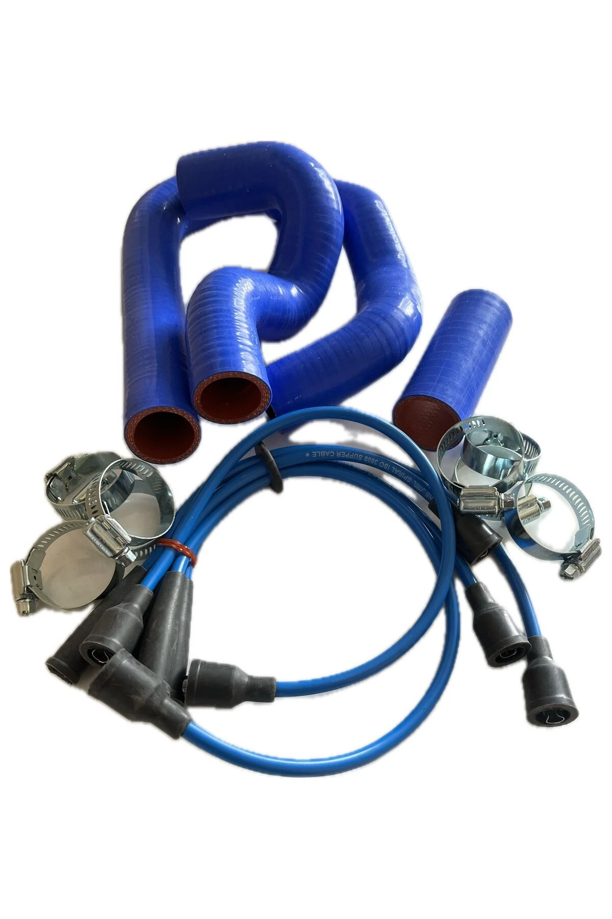 Doğan Kartal Şahin Radyatör Hortumu Termostat Hortumu Ve Buji Kablosu 7 MM Silikon Mavi Kelepçe