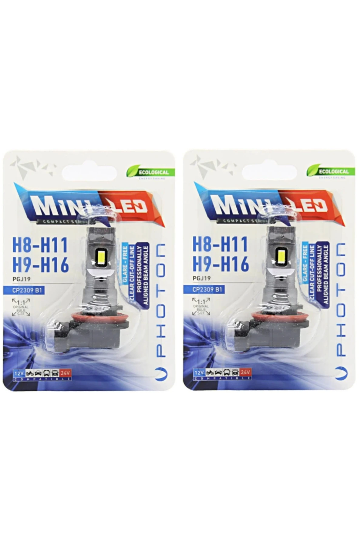 Photon Mini Fansız H8 H9 H11 H16 Led Far Ampulü 2 li Set