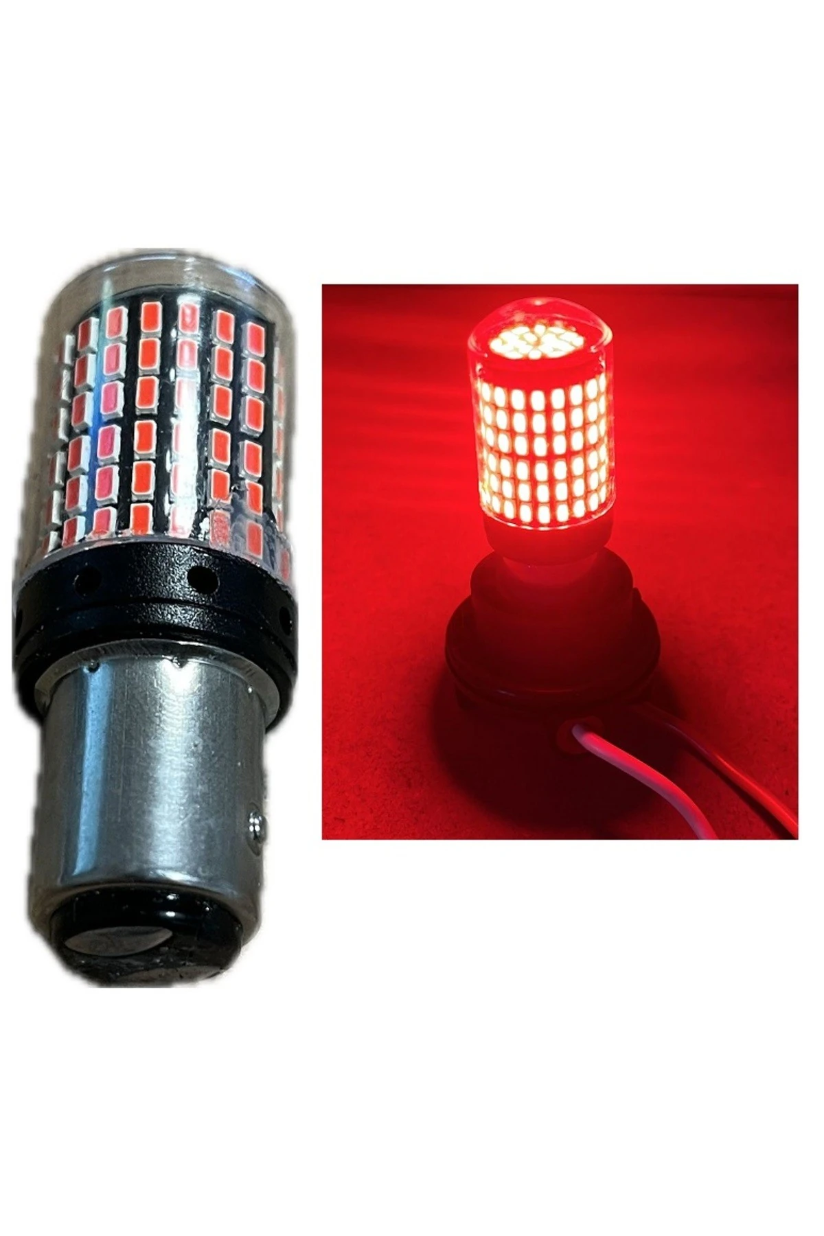 93 Çift duy P21w Led Fren Stop Ampulü Kırmızı 144 ledli 2 adet
