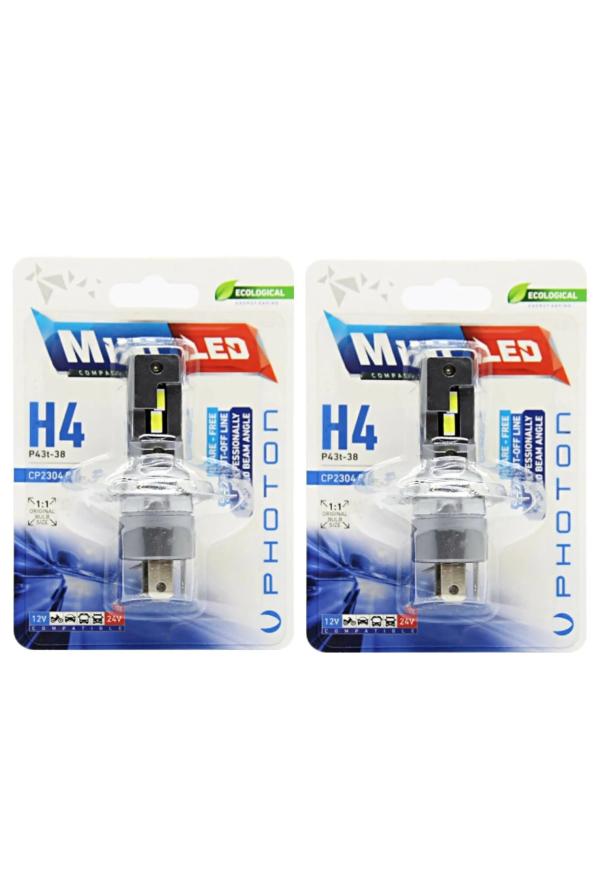 Photon Mini Fansız H4 Led Far Ampulü 2 li Set