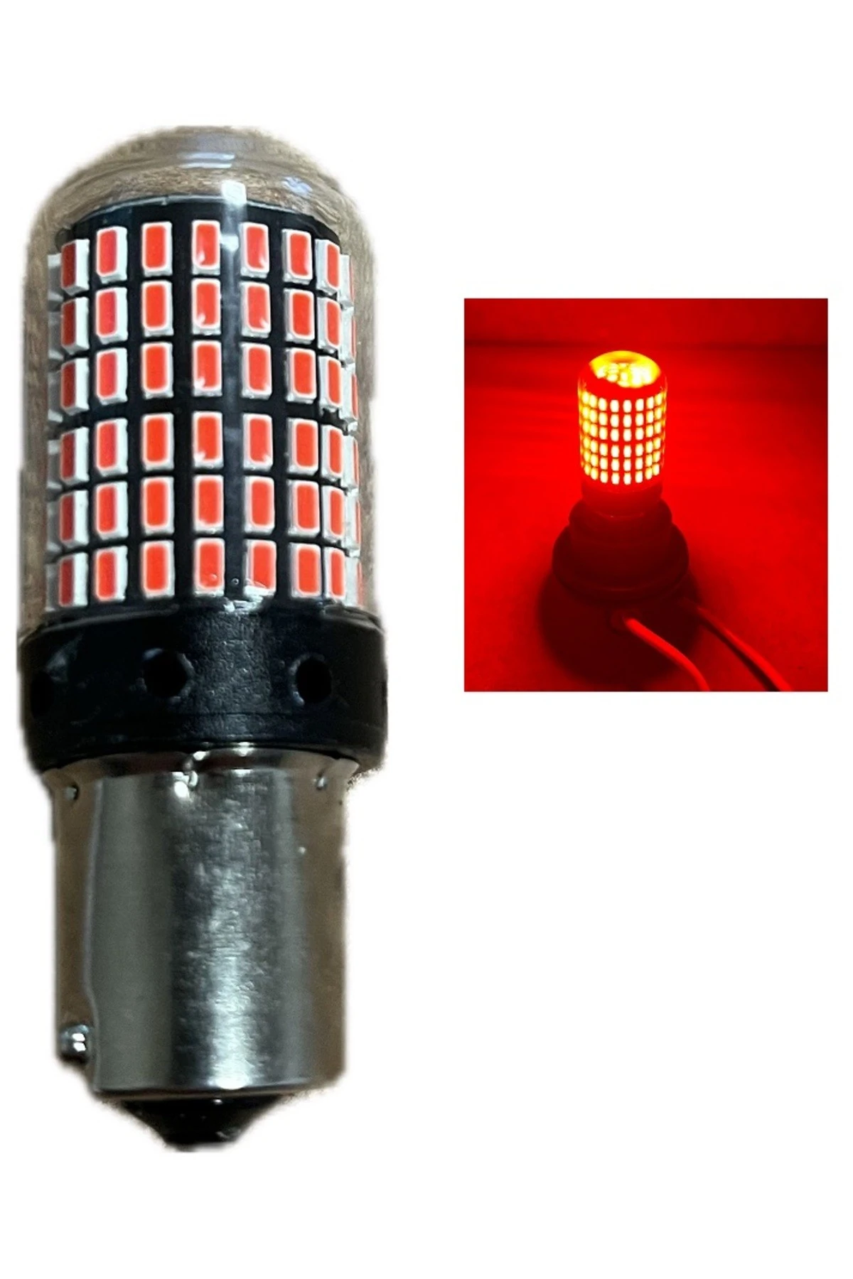 93 tek duy P21w Led Fren Stop Ampulü Kırmızı 144 ledli 2 adet