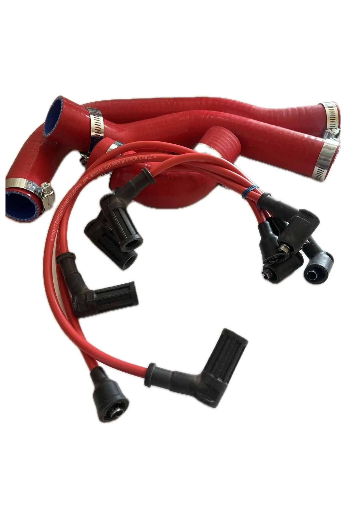 Doğan Kartal Slx Radyatör Hortumu Termostat Hortumu Ve Buji Kablosu 7 MM Silikon Kırmızı