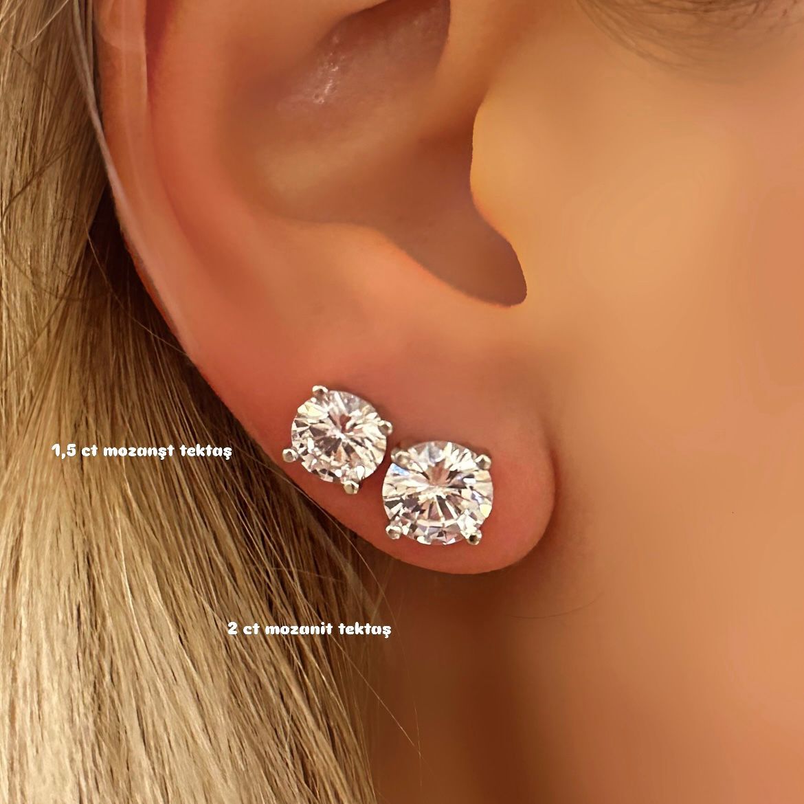 Tektaş Mozanit Küpe (2ct)
